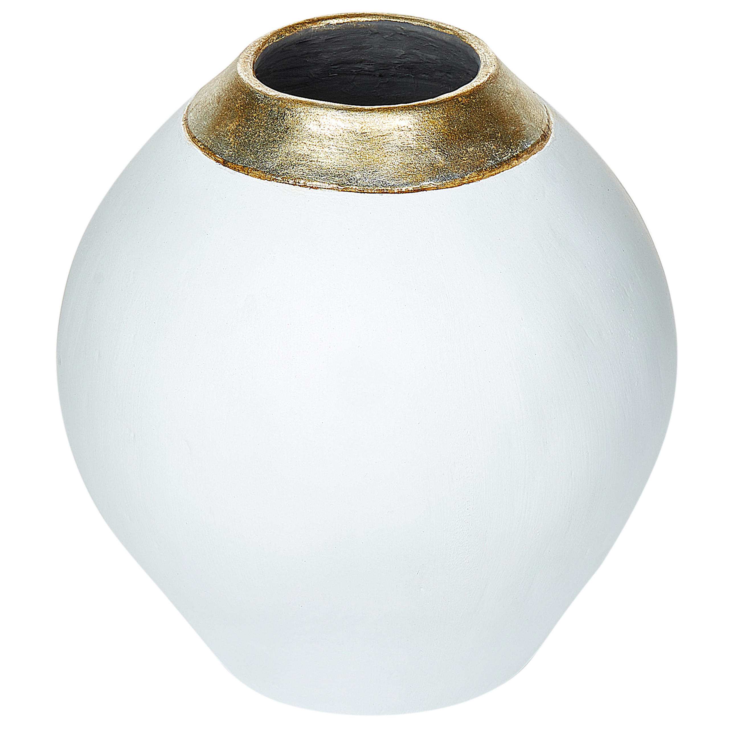 DEKOVASE Terrakotta weiß Lauri - Weiß, Stein (33cm) - Beliani