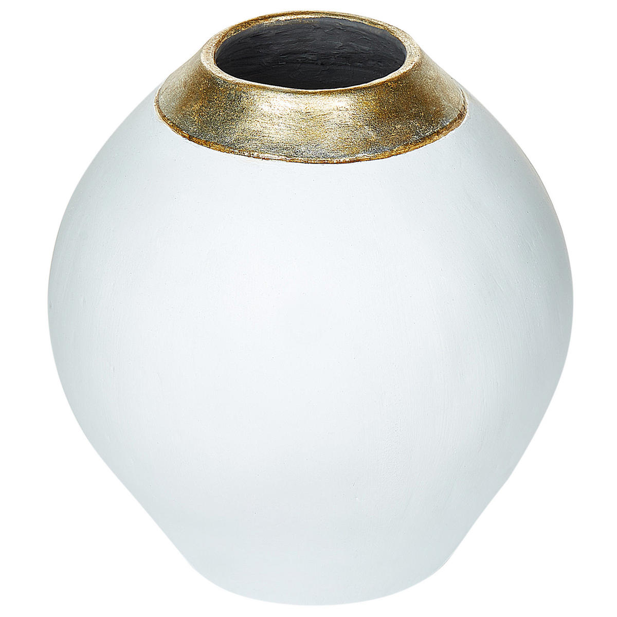 DEKOVASE Terrakotta weiß Lauri - Weiß, Stein (33cm) - Beliani