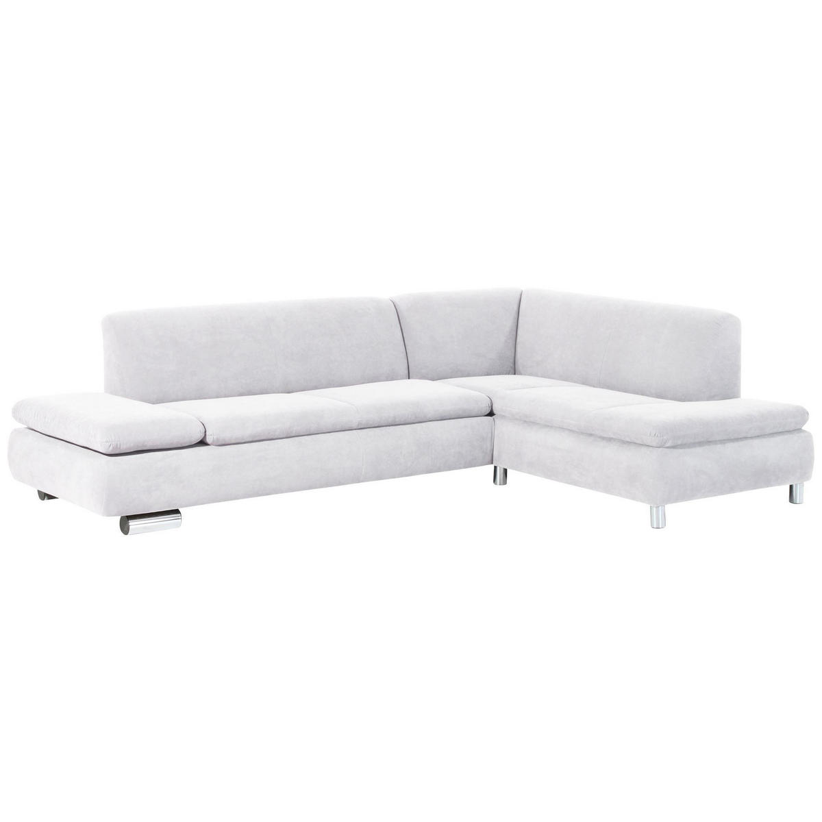 ECKSOFA mit Ottomane rechts Kaye Bezug Veloursstoff Metallfuß verchromt / creme - Weiß, Kunststoff (270/190cm) - 58aufmkessel