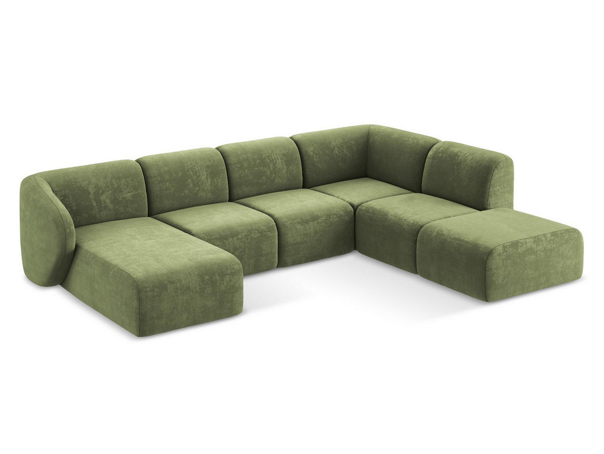 SOFAELEMENT Links Bouclé Stoff Weiß - Schwarz/Weiß, Holzwerkstoff/Kunststoff (91/75/166cm) - Makamii