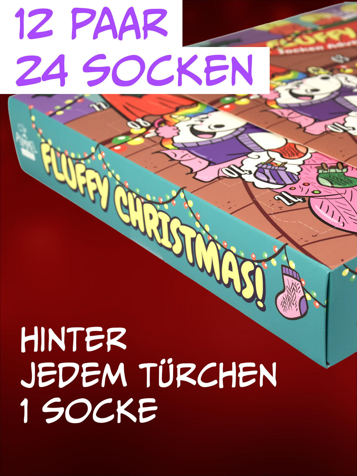 ADVENTSKALENDER Pummel & Friends Pummeleinhorn mit 12 Paar Socken Größe 35-41 - Multicolor, Textil (37/5/26.5cm) - United Labels