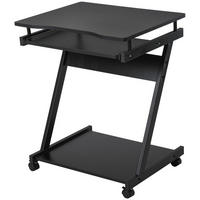 COMPUTERTISCH Schwarz rollbar mit Tastaturauszug und Ablage 60/48/73 cm - Schwarz, Holzwerkstoff (48/60/73cm) - PANGIVO