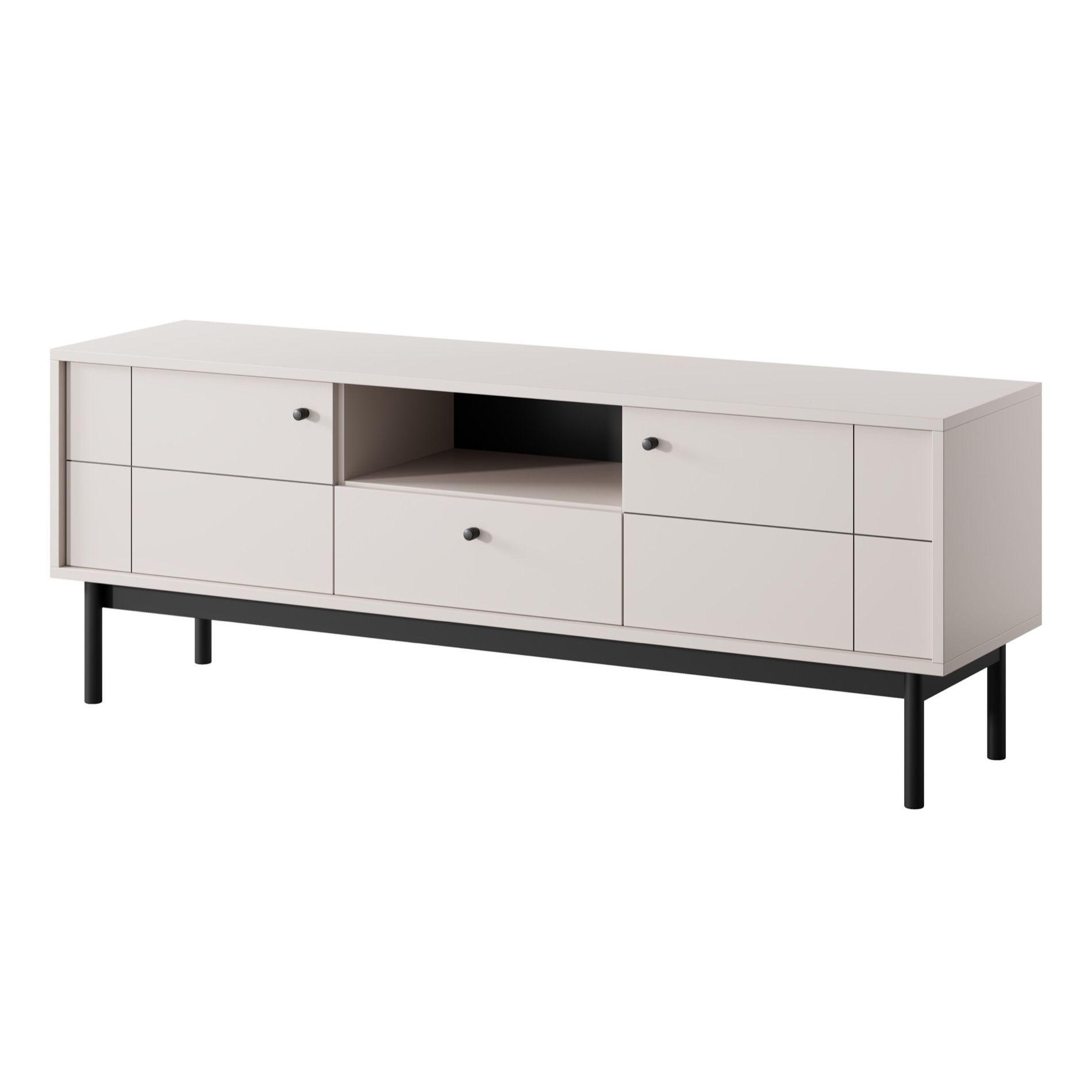TV-LOWBOARD Japandies Greige 153 cm - Taupe/Schwarz, Holz/Holzwerkstoff (153.5/56.6/39cm) - Selsey