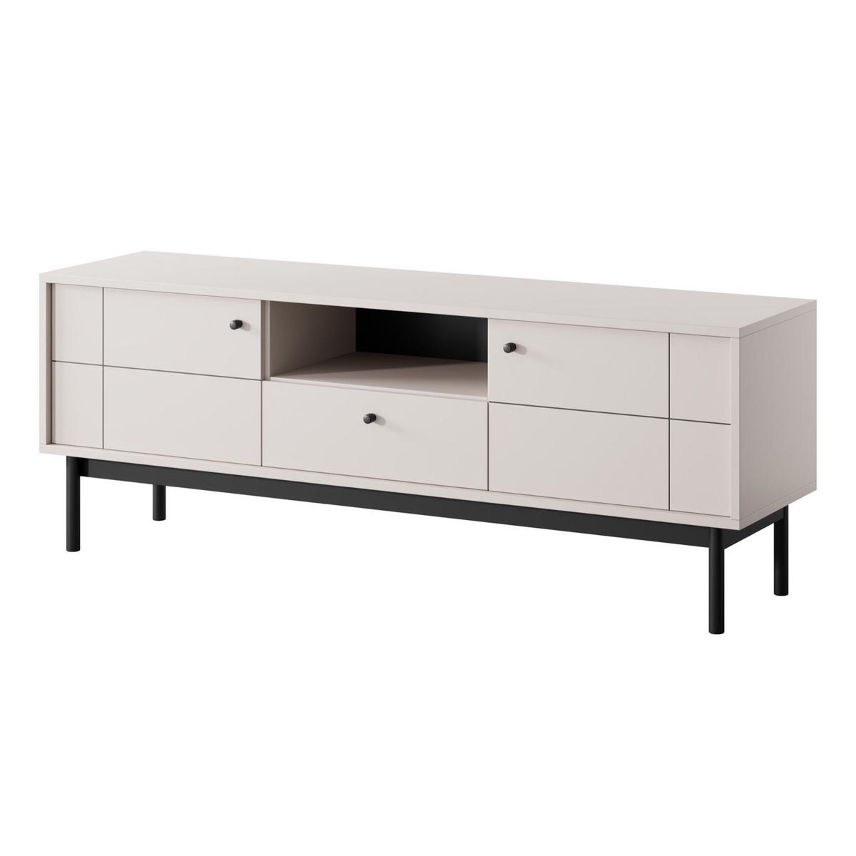 TV-LOWBOARD Japandies Greige 153 cm - Taupe/Schwarz, Holz/Holzwerkstoff (153.5/56.6/39cm) - Selsey