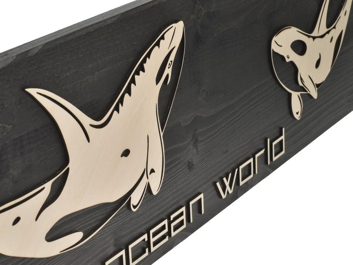 WANDBILD Orcas Holz 80/20 cm - Creme/Braun, Holz (2.5/20cm) - Raumzutaten