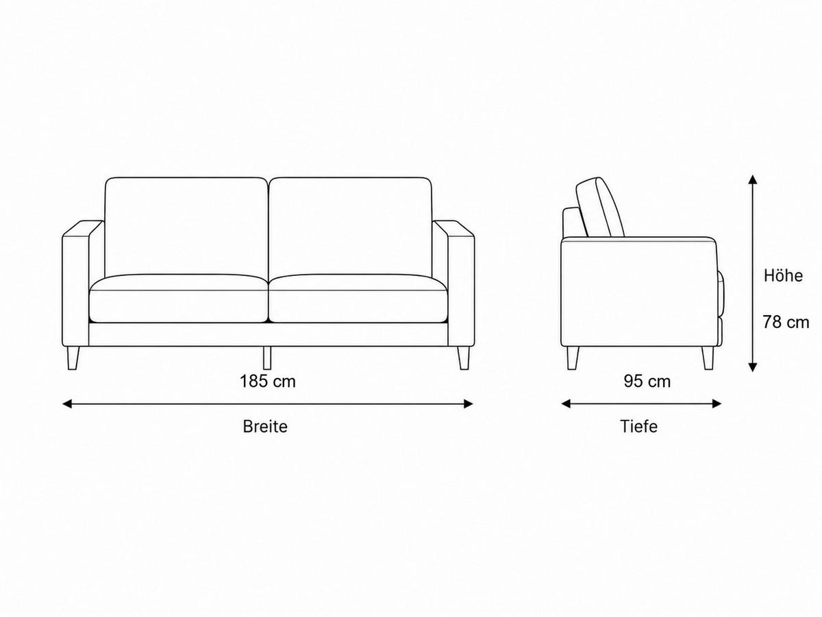 2-SITZER Sofa WAVE, Blau - Blau, Textil/Metall (185/78/95cm) - Villa Möbel