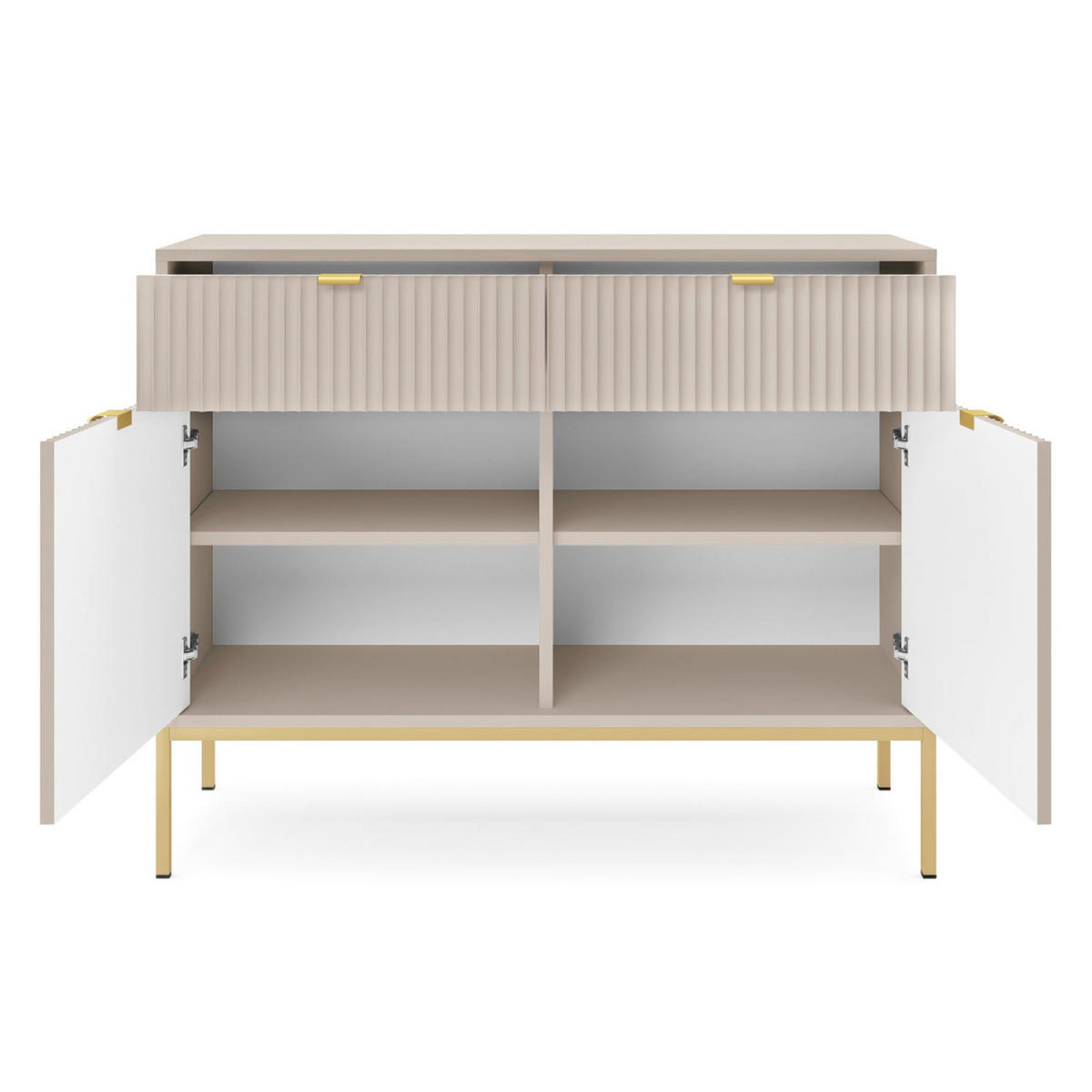 VELLORE Sideboard - Ecru/Beige, Holzwerkstoff/Metall (104/83/39cm) - Selsey