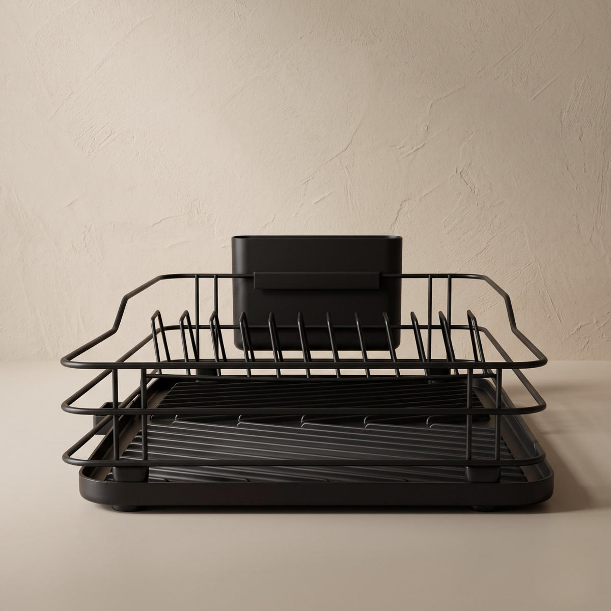 ABTROPFGESTELL mit Abtropfschale und Besteckkorb 31 x 49 x 13 cm - Schwarz, Metall (49/13/31cm) - BOXIMO