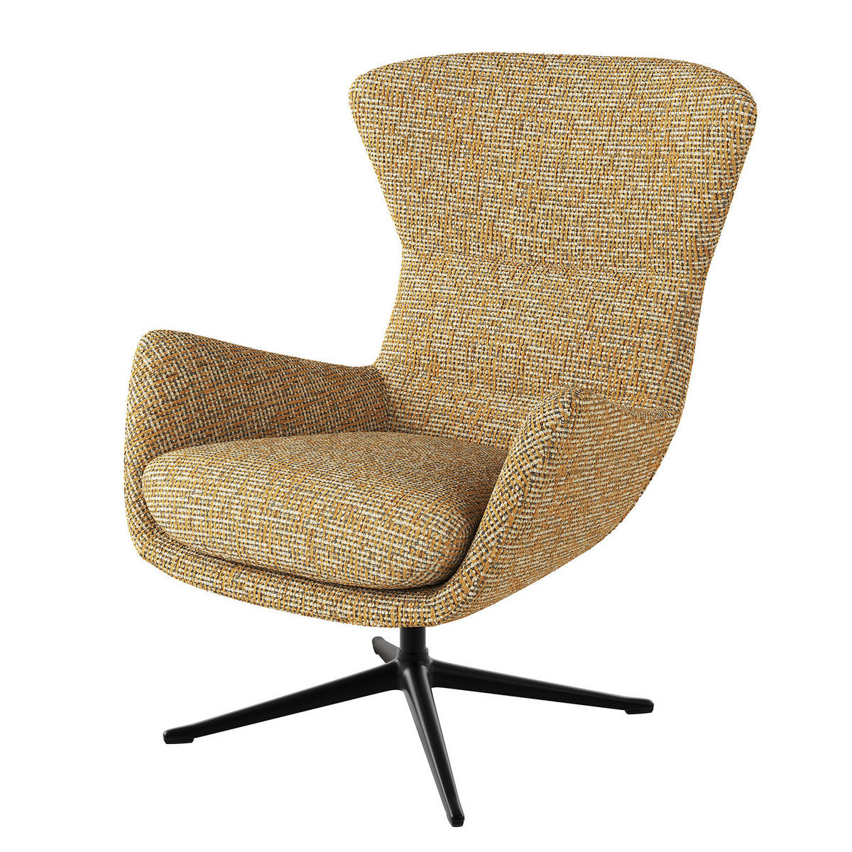 SESSEL mit Kreuzfuß - Schwarz/Honig, Textil/Metall (84/99/96cm) - home24