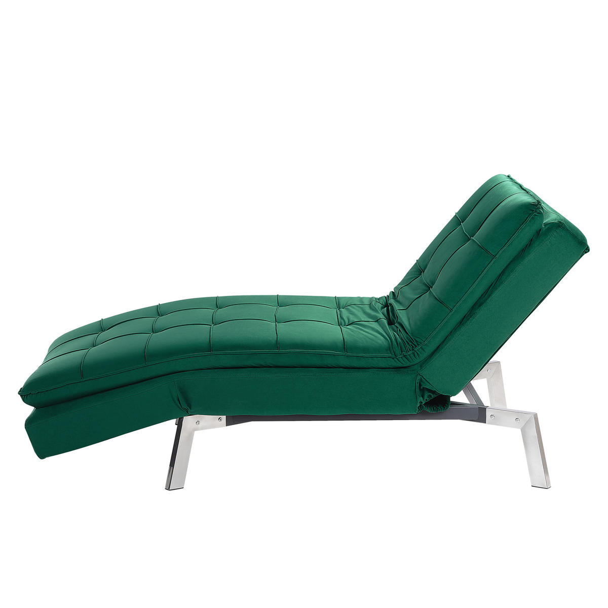 RELAXLIEGE Samtstoff smaragdgrün verstellbar Loiret - Silberfarben/Grün, Textil (179/93/76cm) - Beliani