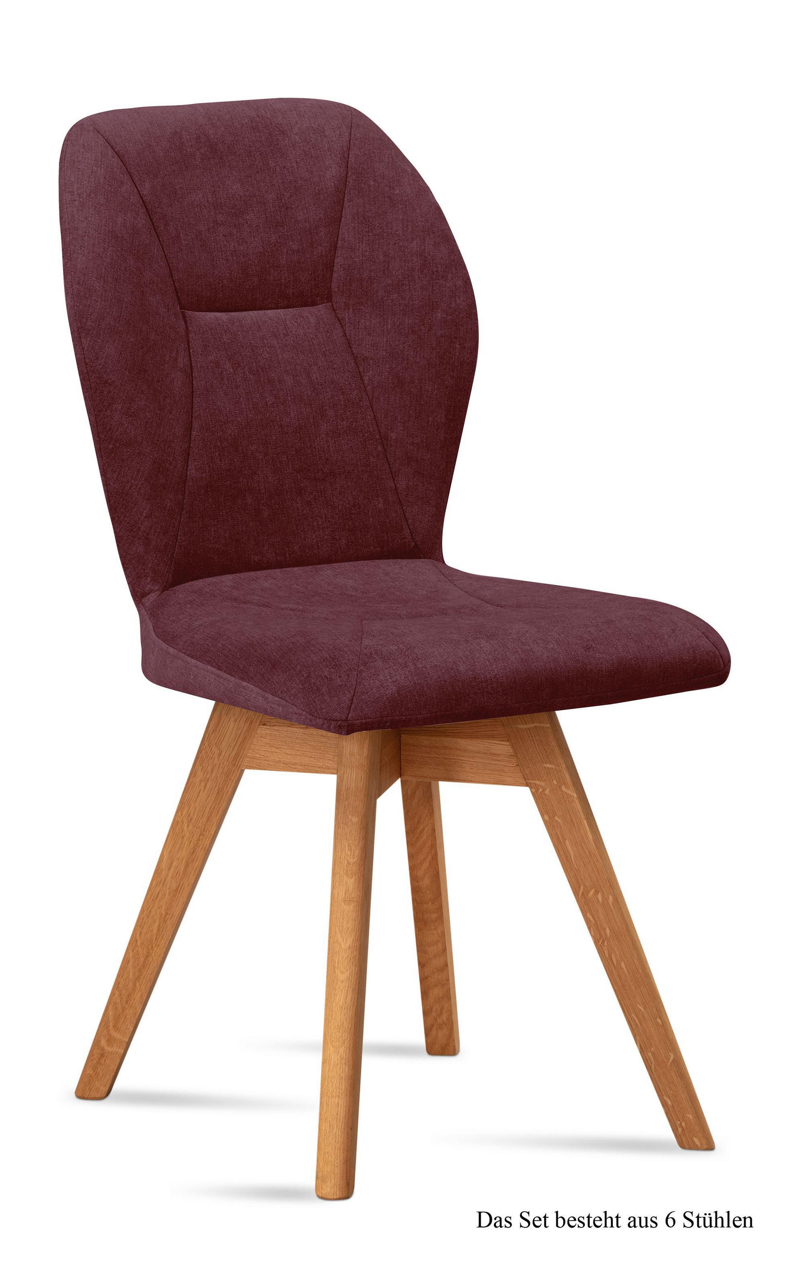 ESSZIMMERSTUHL drehbar (6er-Set) Draga 51x92x60 Eiche geölt/Marsala - Eichefarben/Brombeere, Kunststoff (60/92/51cm) - 58aufmkessel