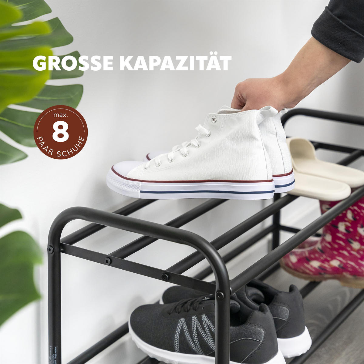 SCHUHREGAL, schwarz - Schwarz, Metall (79.5/36/31cm) - eluno