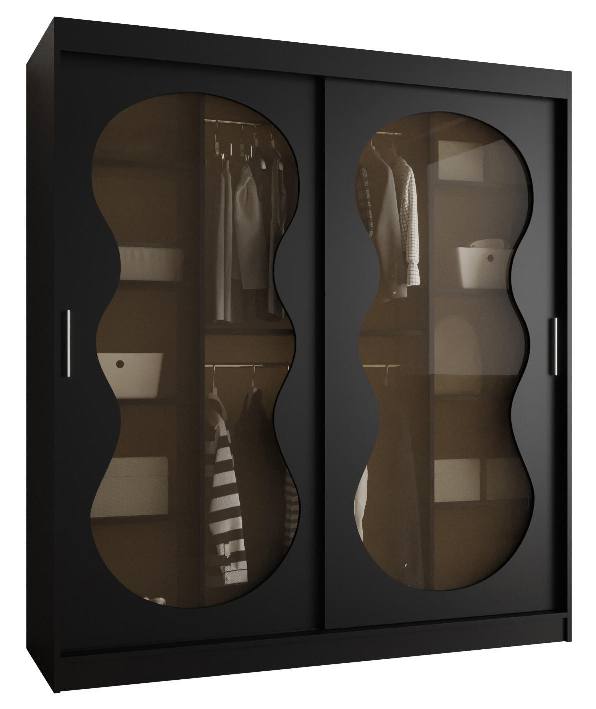 SCHWEBETÜRENSCHRANK 200/180/62 2-türig - Schwarz, Holz (180/200/62cm) - Abiks Möbel