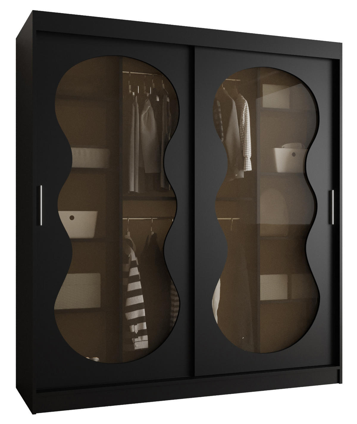 SCHWEBETÜRENSCHRANK 200/180/62 2-türig - Schwarz, Holz (180/200/62cm) - Abiks Möbel