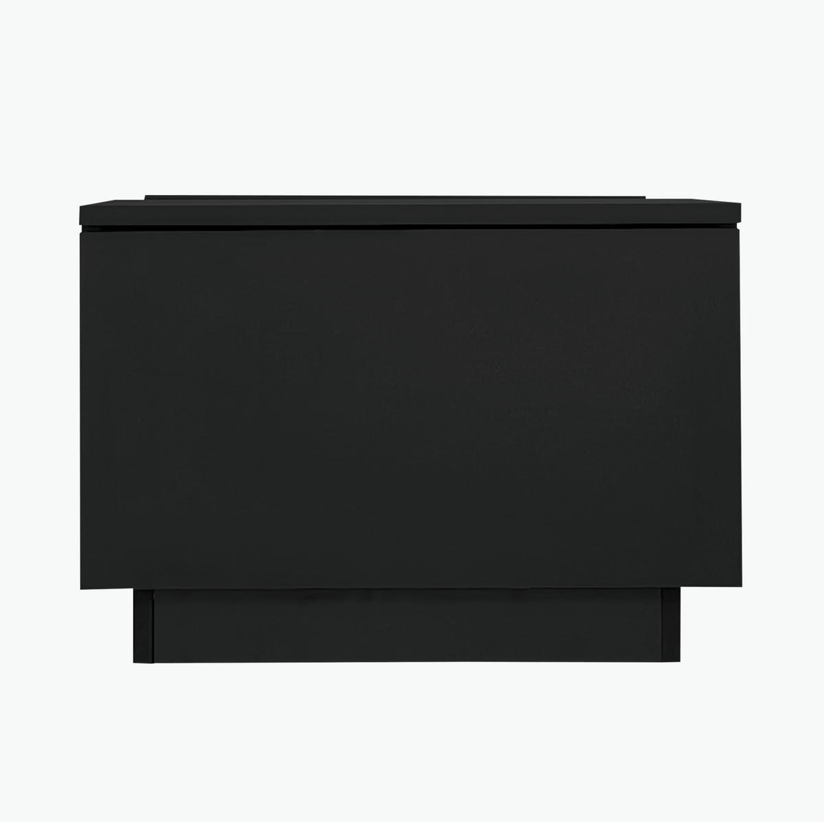 KLUB stolić s LED rasvjetom, staklom i ladicama, crni, 100/50 cm - crna, drvni materijal (100/50/35.5cm) - Flora Grace