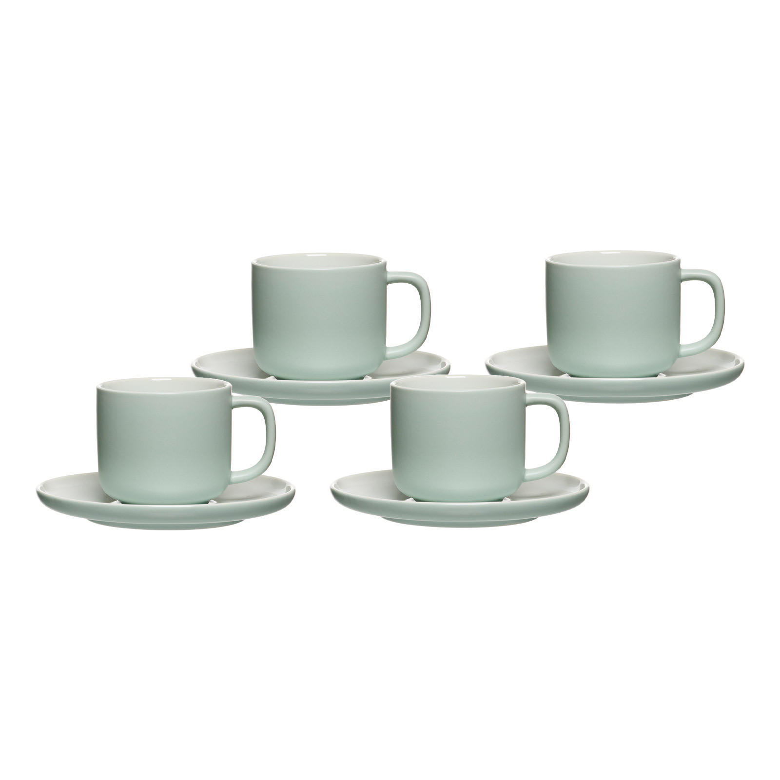 KAFFEETASSEN MIT UNTERTASSEN Jasper Mint 240 ml 4er Set - Mintgrün, Keramik (15/9/15cm) - Ritzenhoff Breker