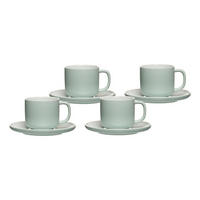 KAFFEETASSEN MIT UNTERTASSEN Jasper Mint 240 ml 4er Set - Mintgrün, Keramik (15/9/15cm) - Ritzenhoff Breker
