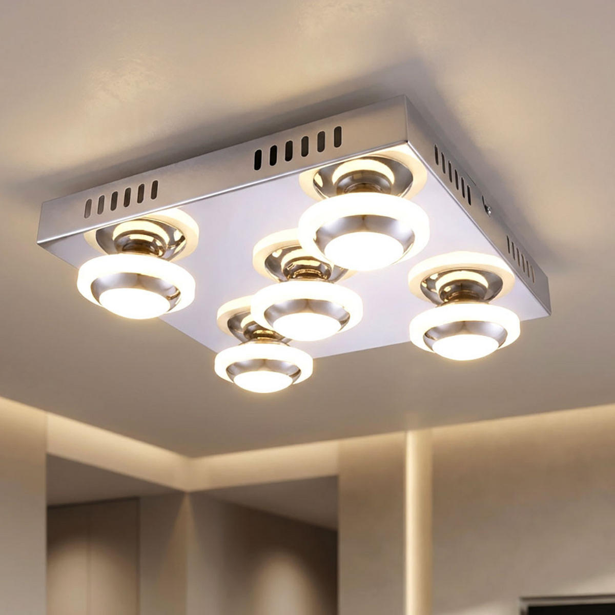 LED DECKENLEUCHTE Carter Chrom Silber - Silberfarben, Metall (30/30/9cm) - Wofi