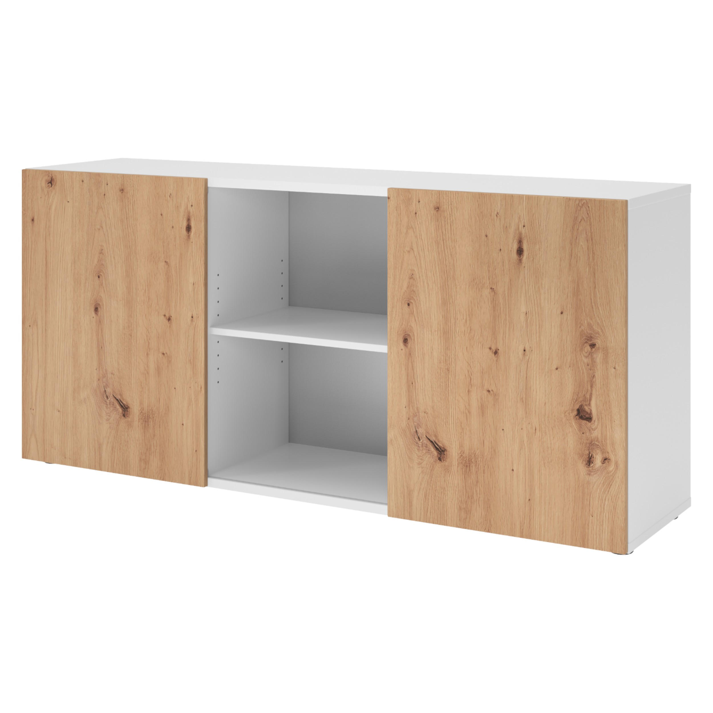 bümö Sideboard Weiß, Wildeiche 160x74.8x42 cm
