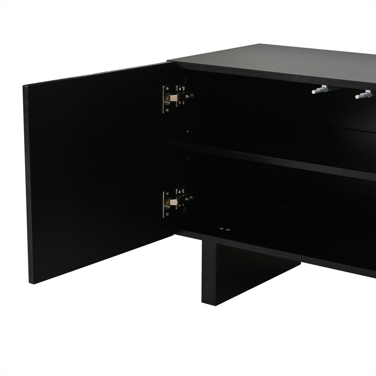 LOWBOARD in Schwarz TV-Schrank mit 2 Ablagen, für 75-Zoll-Fernseher , B180/T40/H55 cm - Schwarz, Holzwerkstoff (180/55/40cm) - STILVORA