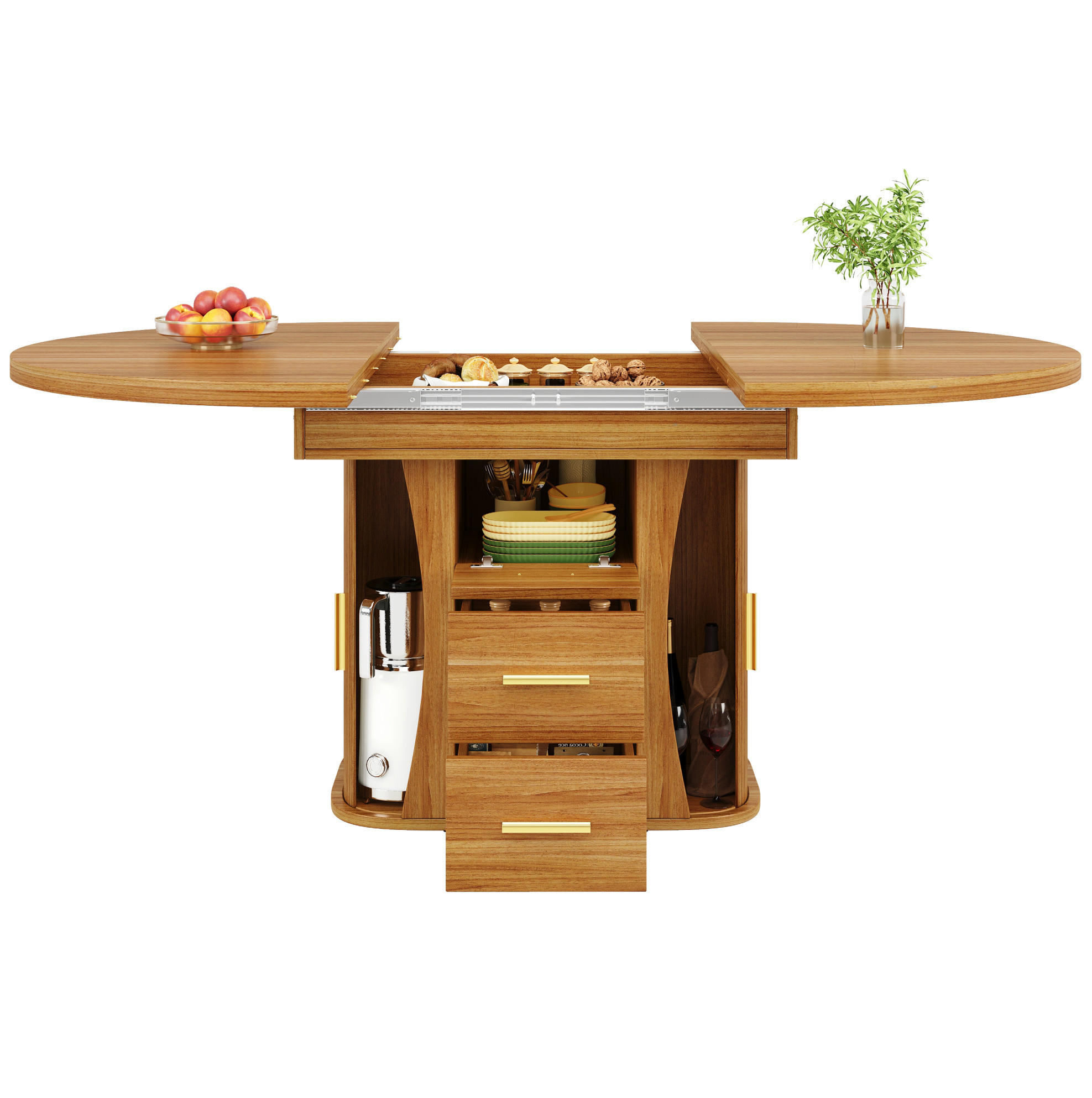 OKWISH JÍDELNÍ stůl 118-158/118/77 cm ořechová z MDF rozkládací