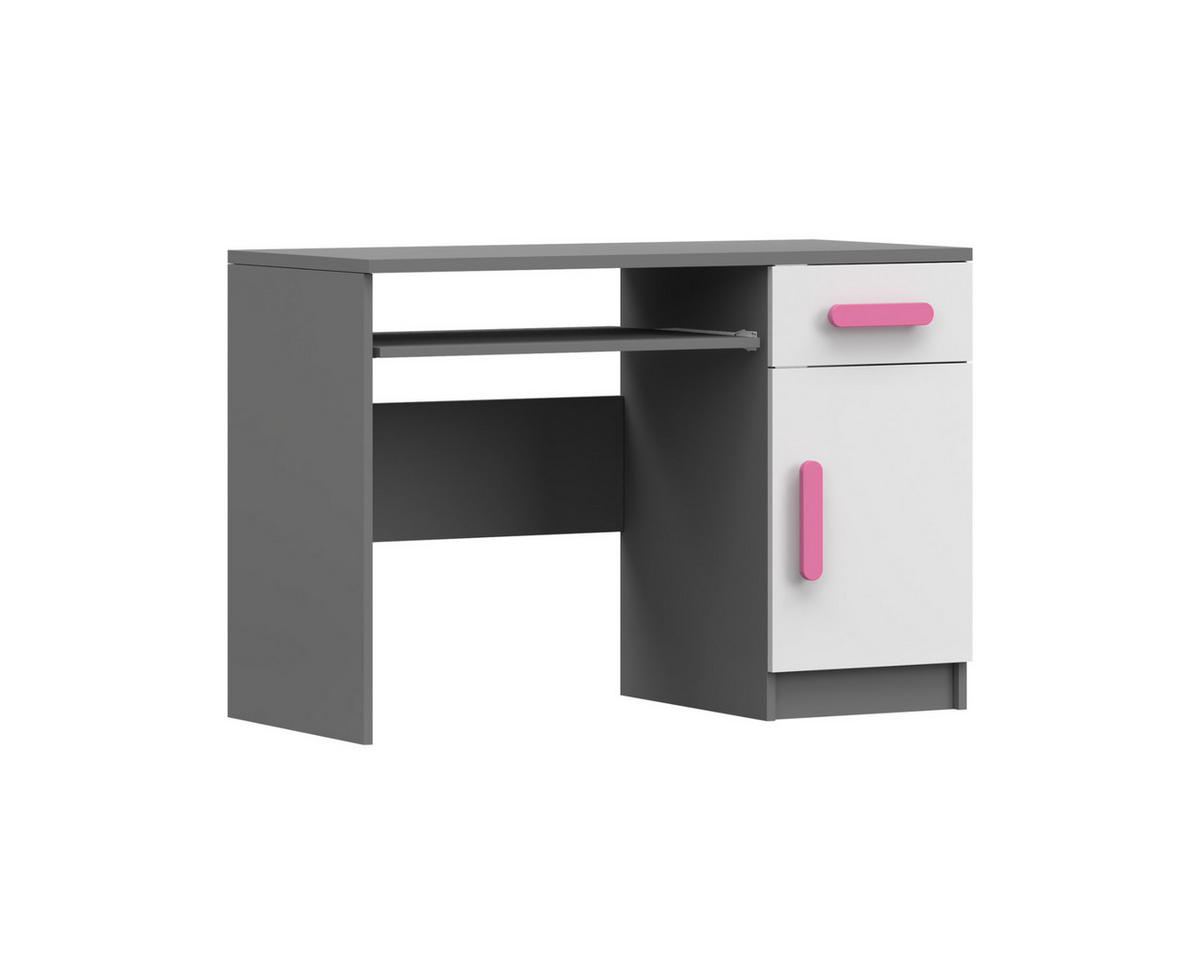 KINDERSCHREIBTISCH INGE 08 110/75/50 cm Weiß+Grau/Rosa - Weiß/Rosa, Holzwerkstoff (110/75/50cm) - Deine Möbel 24