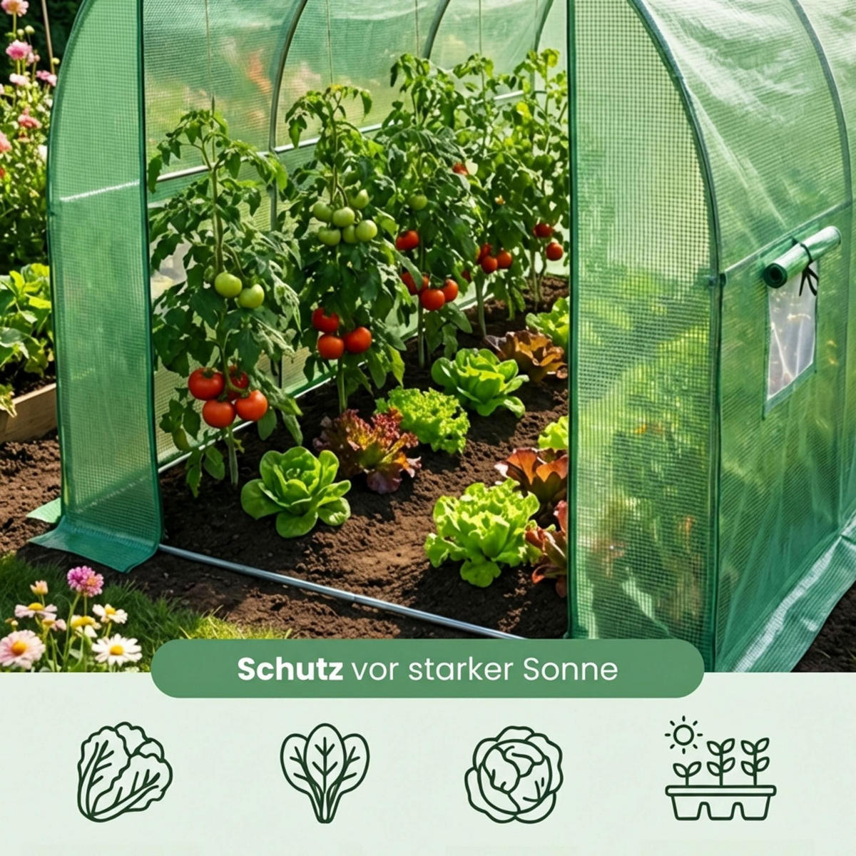 TUNNELGEWÄCHSHAUS, Grün, 200x300x200 cm - Grün, Metall (200/200/300cm) - Akord