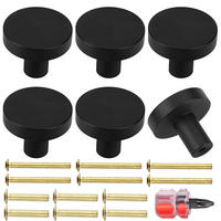 SCHRANKKNOPF 6er-Set - Schwarz, Metall (1.1/2.5/0.3cm)