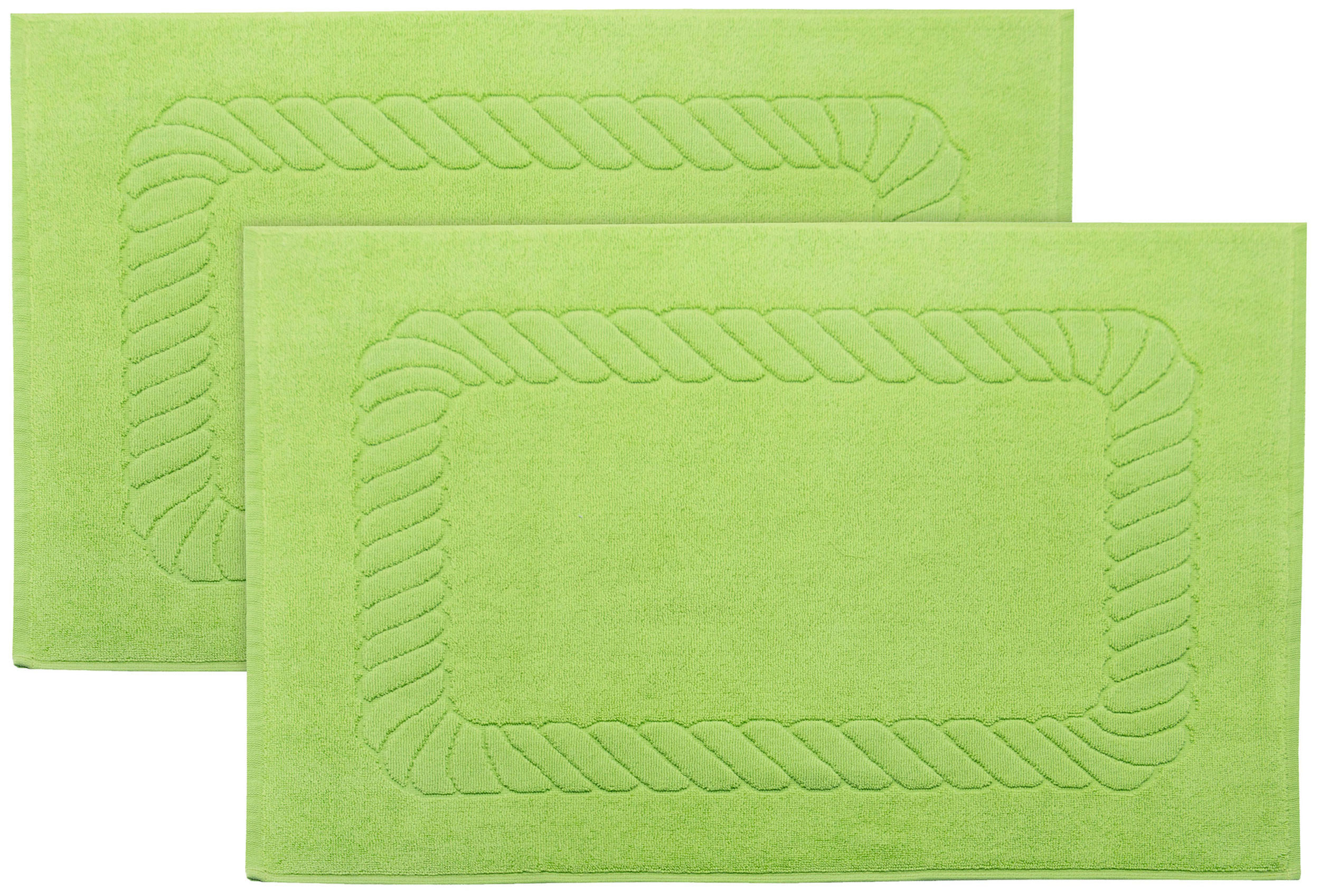 BADEMATTE, 2er-Set, 50x70 cm, 100% Baumwolle, Grün - Limette, Textil (50/70cm) - Zollner