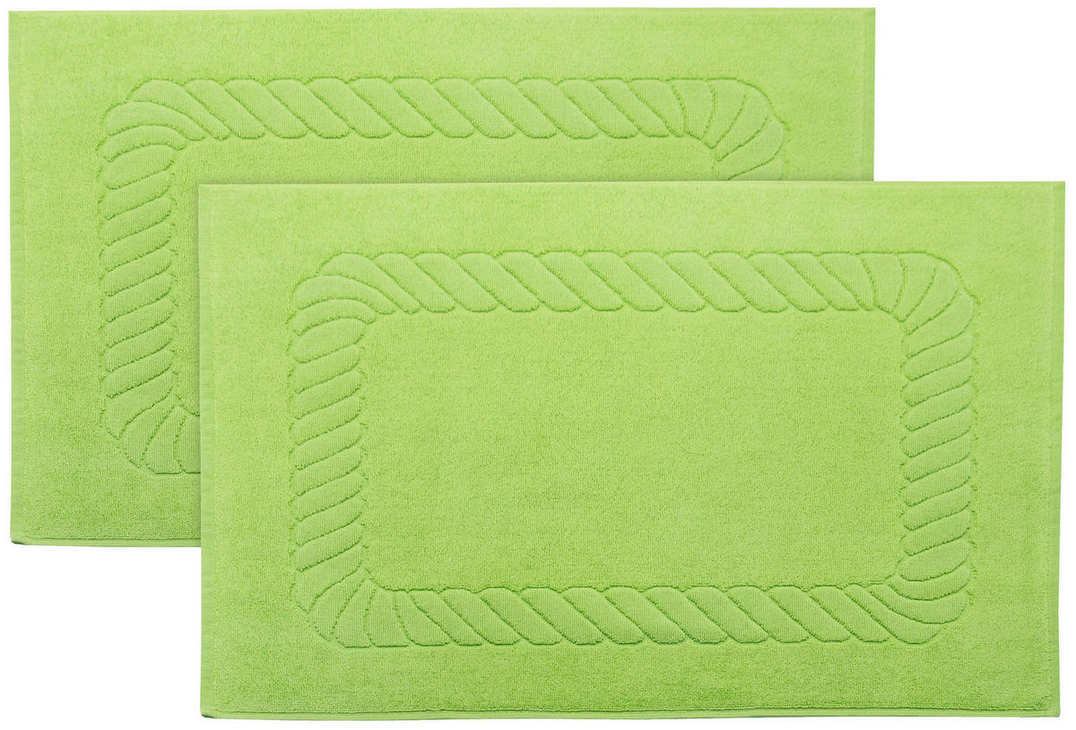 BADEMATTE, 2er-Set, 50x70 cm, 100% Baumwolle, Grün - Limette, Textil (50/70cm) - Zollner