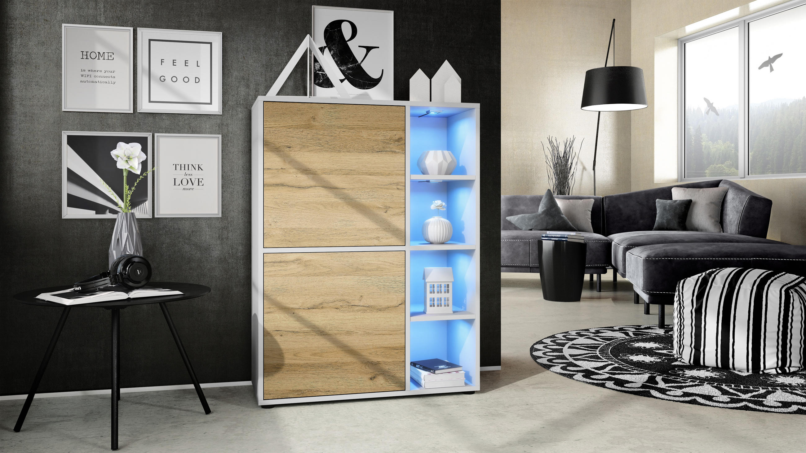HIGHBOARD Cuba Türen in Eiche Natur - Eichefarben, Holzwerkstoff (79/105.5/35.5cm) - Vladon