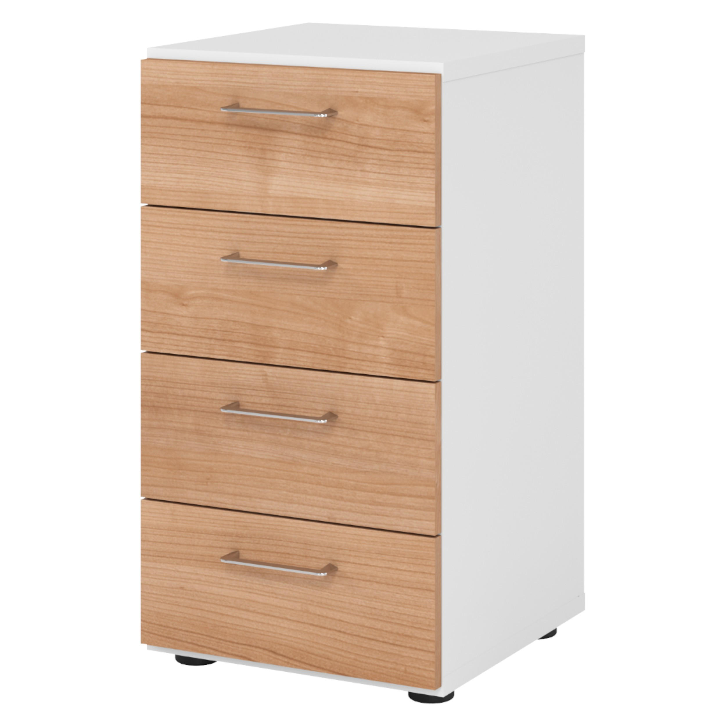 SCHUBLADENSCHRANK - 4 Schübe 42/40/74,8 cm in Weiß/Nussbaumfarben - Nussbaumfarben/Weiß, Holzwerkstoff (40/74.8/42cm) - bümö