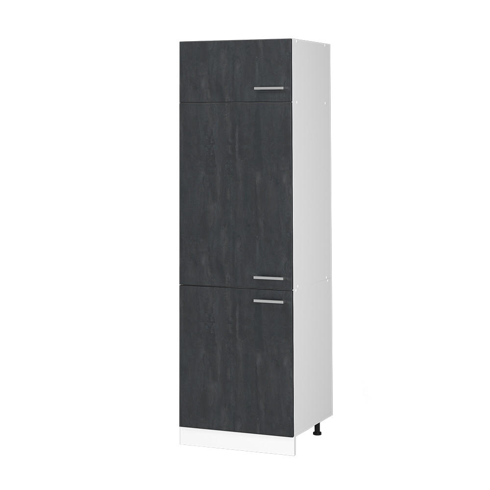 KÜHLUMBAUSCHRANK R-Line Schwarz Beton 60 cm - Schwarz/Weiß, Holzwerkstoff (60/206.8/57.2cm) - Vicco