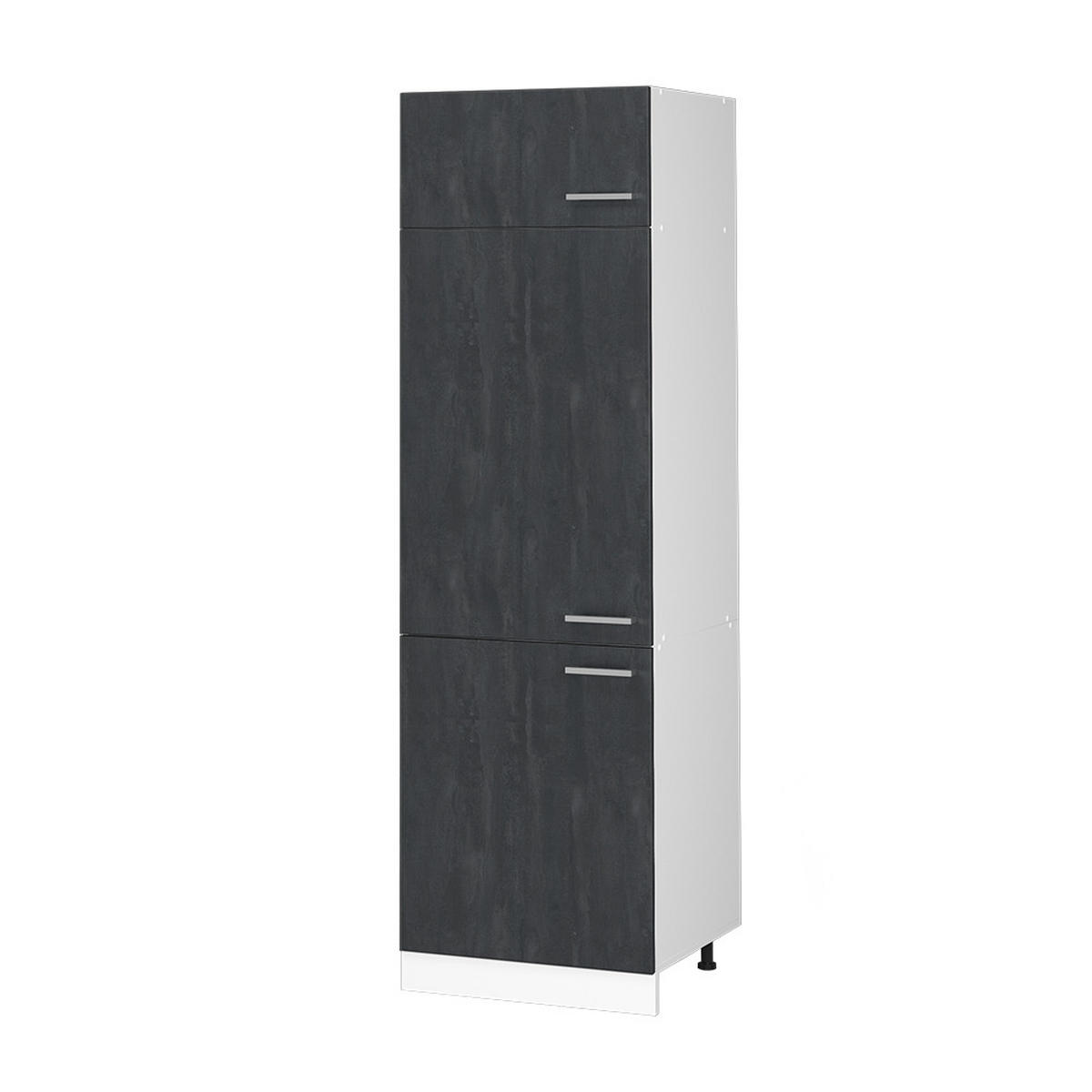 KÜHLUMBAUSCHRANK R-Line Schwarz Beton 60 cm - Schwarz/Weiß, Holzwerkstoff (60/206.8/57.2cm) - Vicco