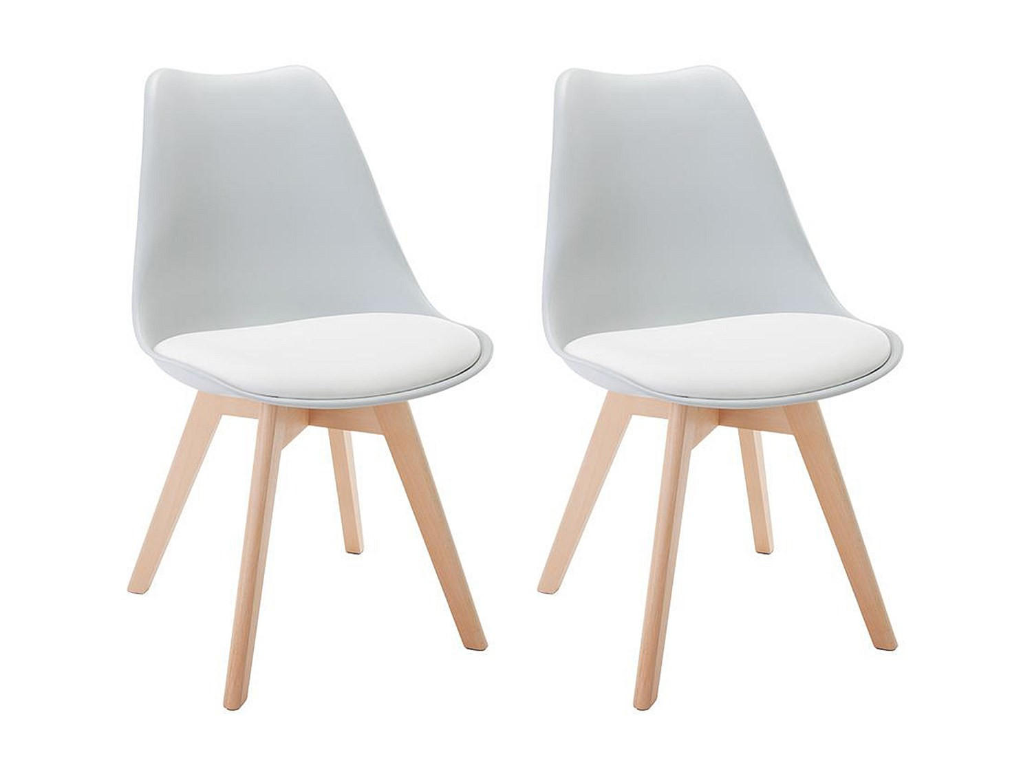 STUHL 2er-Set - Polypropylen & Buche - Hellgrau - JODY - Hellgrau, Kunststoff (57/82/49cm) - Vente-Unique