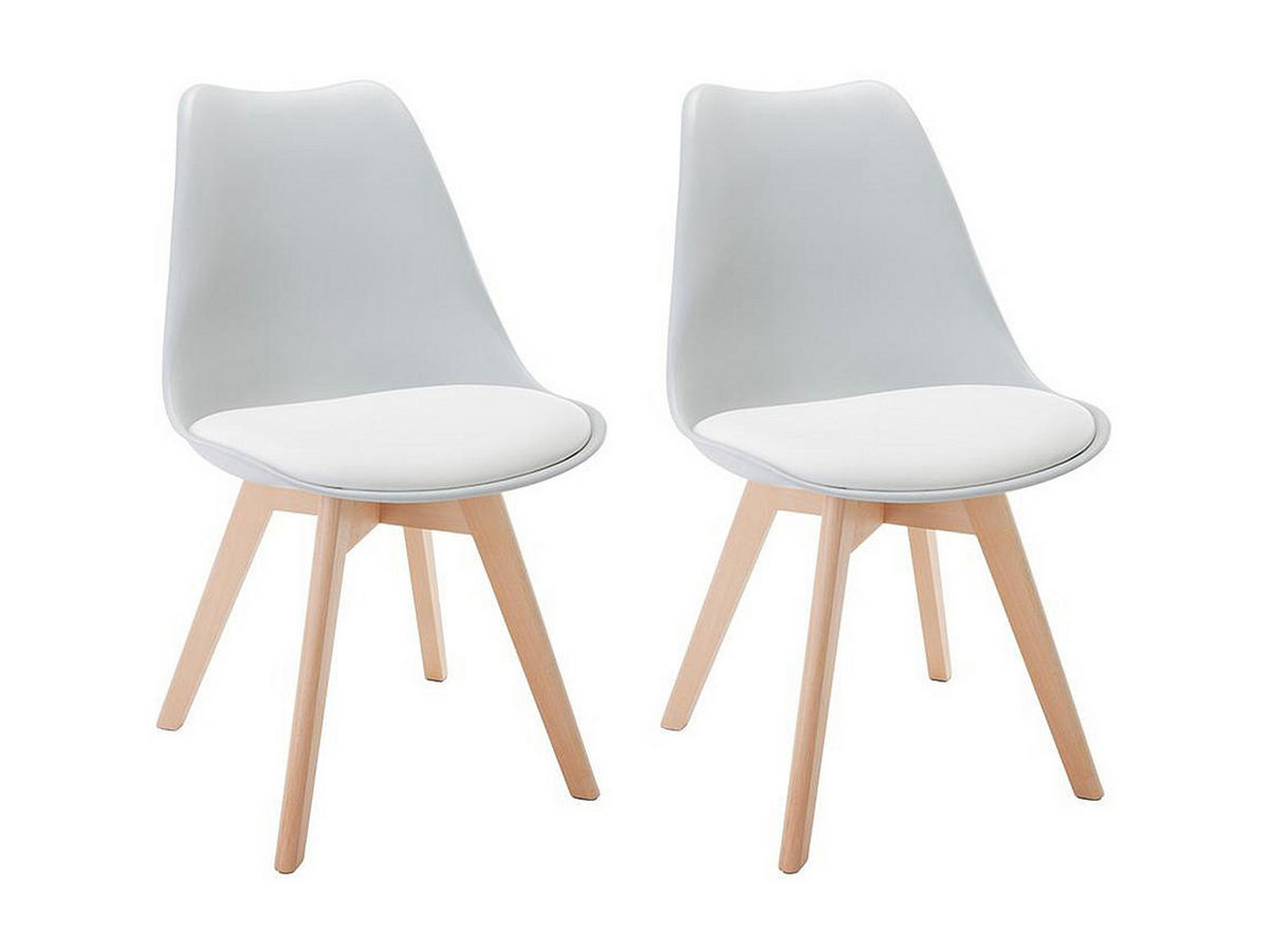 STUHL 2er-Set - Polypropylen & Buche - Hellgrau - JODY - Hellgrau, Kunststoff (57/82/49cm) - Vente-Unique