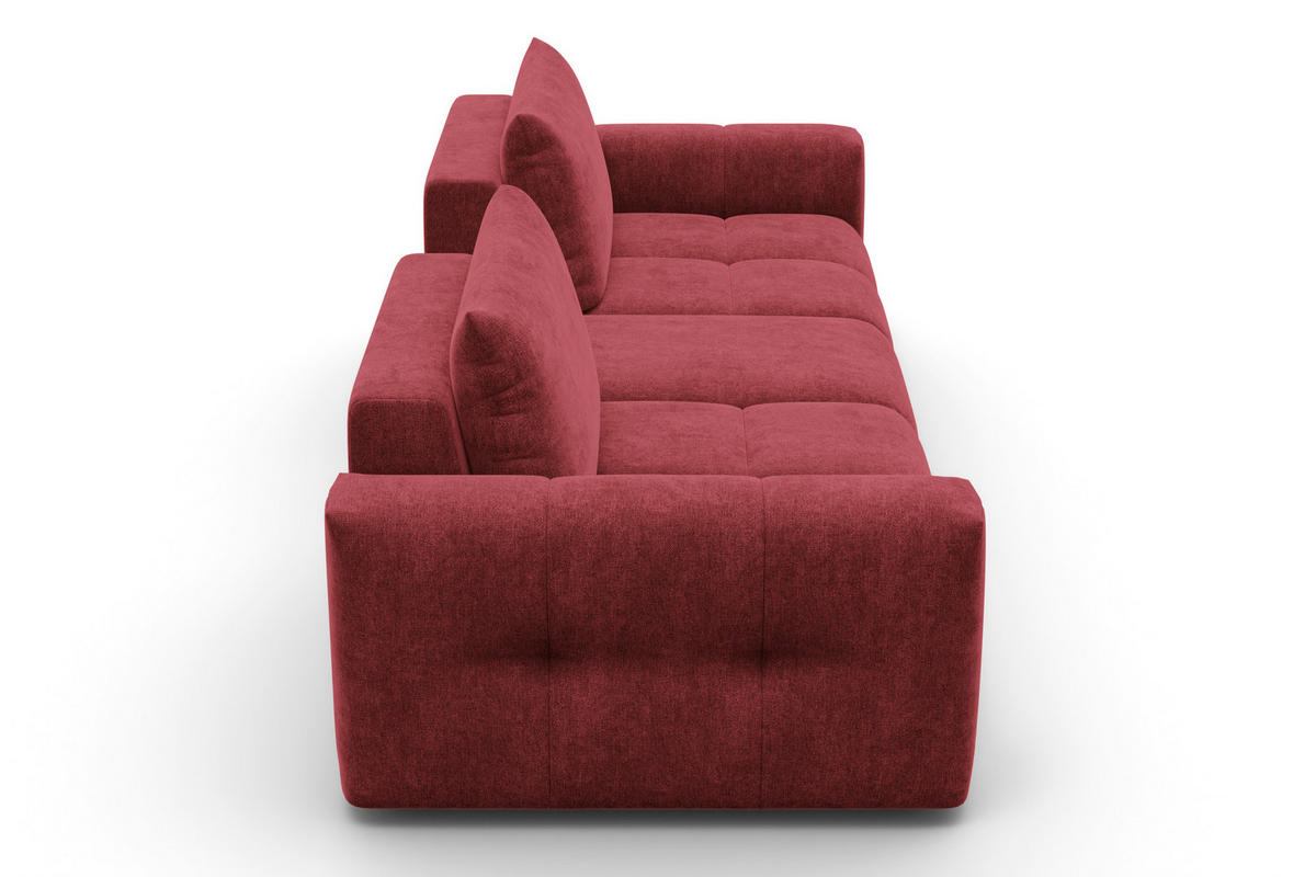 SOFA VERONA 4-Sitzer, Dunkelrot - Schwarz/Dunkelrot, Holz/Textil (282/83/110cm) - Courtois Laville