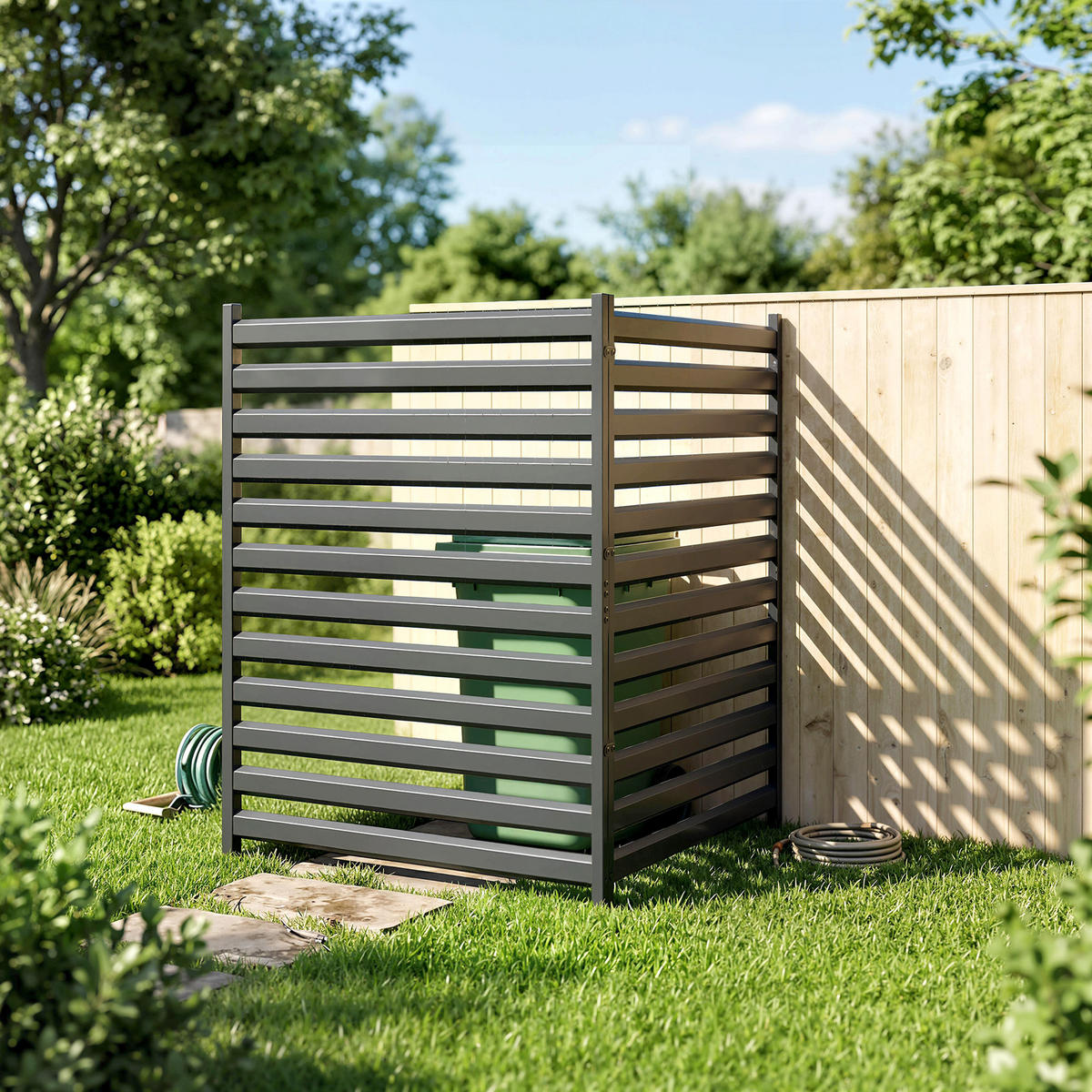 GARTENZAUN Stahl Schwarz - Schwarz, Metall (6.5/91cm) - Outsunny