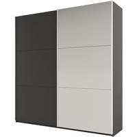 SCHWEBETÜRENSCHRANK Rossa mit 2 Türen und Spiegel, 225 cm, Graphit - Graphitfarben, Holzwerkstoff (225/244/65cm) - Beautysofa