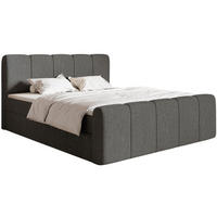 BOXBETT Cloudy II mit Bettkästen und Topper Chenille Dunkelgrau, 200x200 cm - Dunkelgrau/Schwarz, Kunststoff/Textil (200/200cm) - Selsey