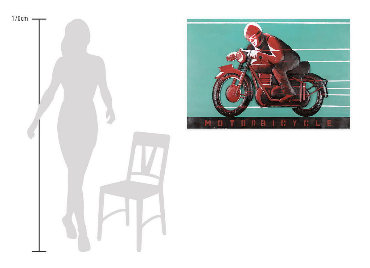 METALLBILD Rot 120/80 cm - Blau/Rot, Metall (120/80cm) - KUNSTLOFT