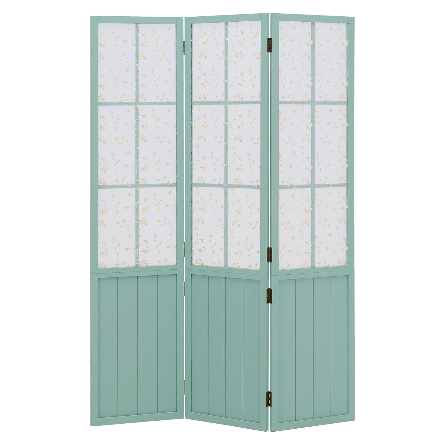 PARAVENT 3-tlg. 120/170 cm Türkis Landhausstil - Türkis, Holz (120/170/2cm) - Homestyle4u