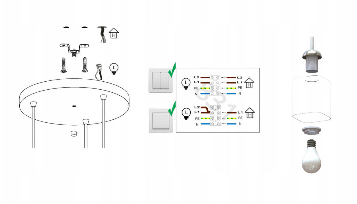 PENDELLEUCHTE TRAGLAS - Transparent/Schwarz, Glas/Metall (35/35/80cm) - kiki design