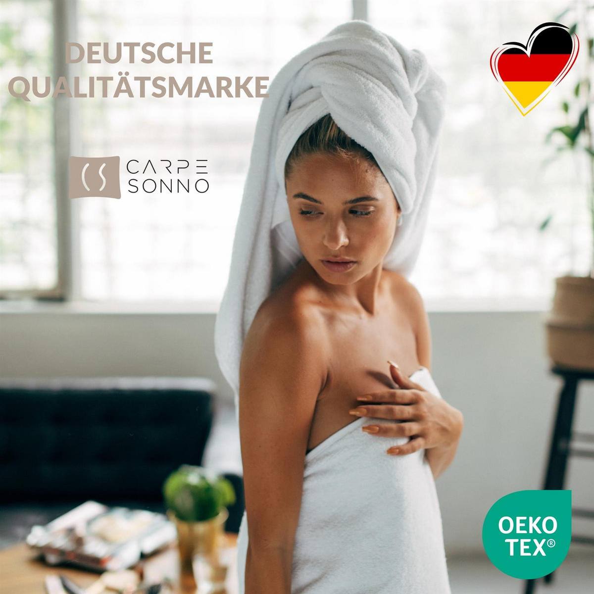 BADETUCH 100x150 cm Frottier Handtücher aus 100% Baumwolle, Weiß 500g/m2 - Weiß, Textil (100/150cm) - Carpe Sonno