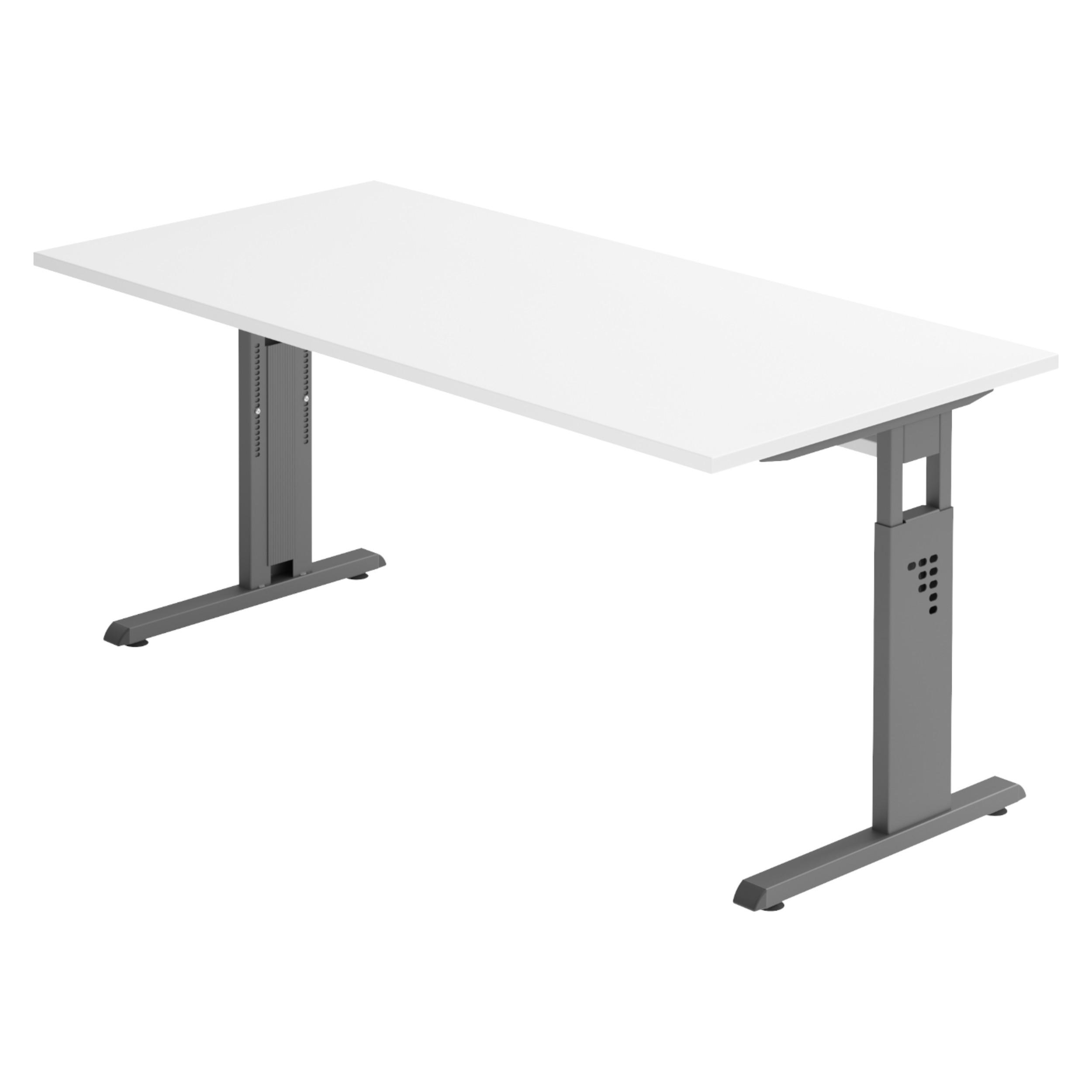 SCHREIBTISCH Serie-O 80/160/74 cm in Weiß/Graphitfarben - Graphitfarben/Weiß, Holzwerkstoff (80/160/74cm) - bümö