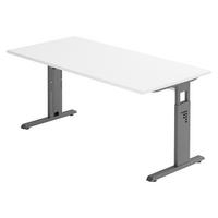 SCHREIBTISCH Serie-O 80/160/74 cm in Weiß/Graphitfarben - Graphitfarben/Weiß, Holzwerkstoff (80/160/74cm) - bümö