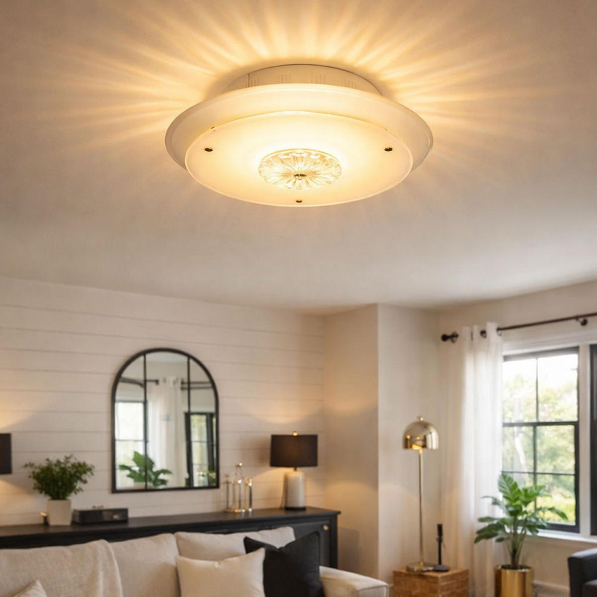 DECKENLEUCHTE Kristallglas Klar Runde Form - Klar, Glas (33/33/8.5cm) - Esto