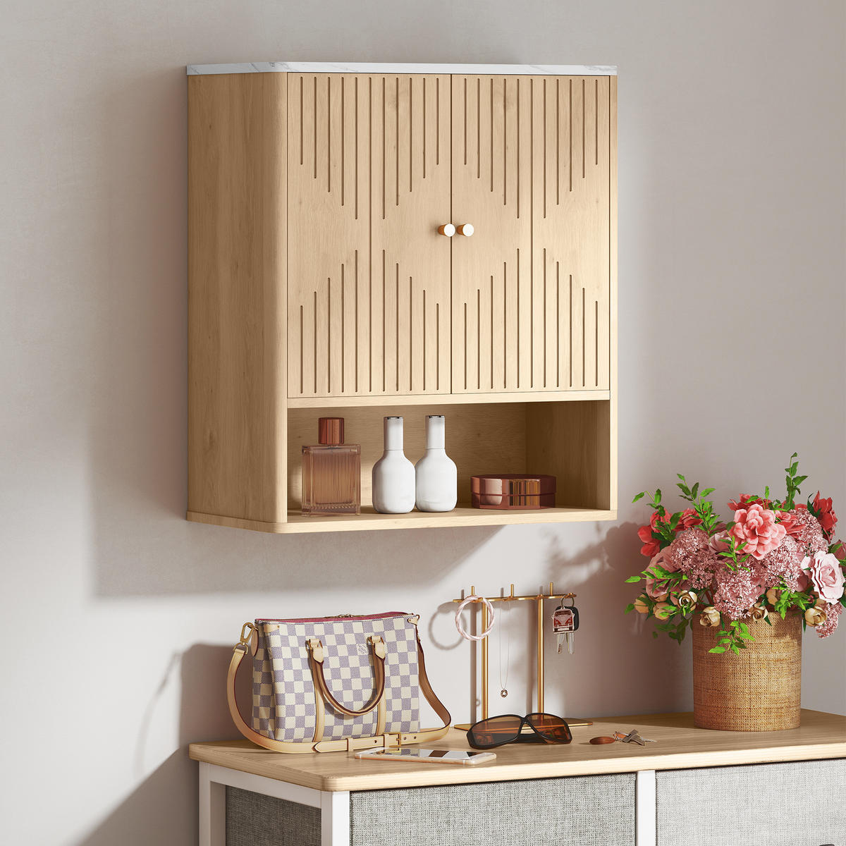 HÄNGESCHRANK DE-15924 mit offenem Fach Eiche - Eichefarben, Holzwerkstoff (18/70/60cm) - ComfortXL