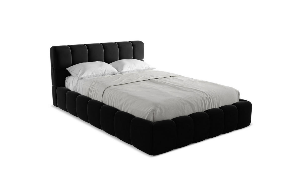 POLSTERBETT mit Bettkasten und Lattenrost 160x228 Schwarz - Schwarz, Kunststoff/Textil (140/200cm) - Makamii