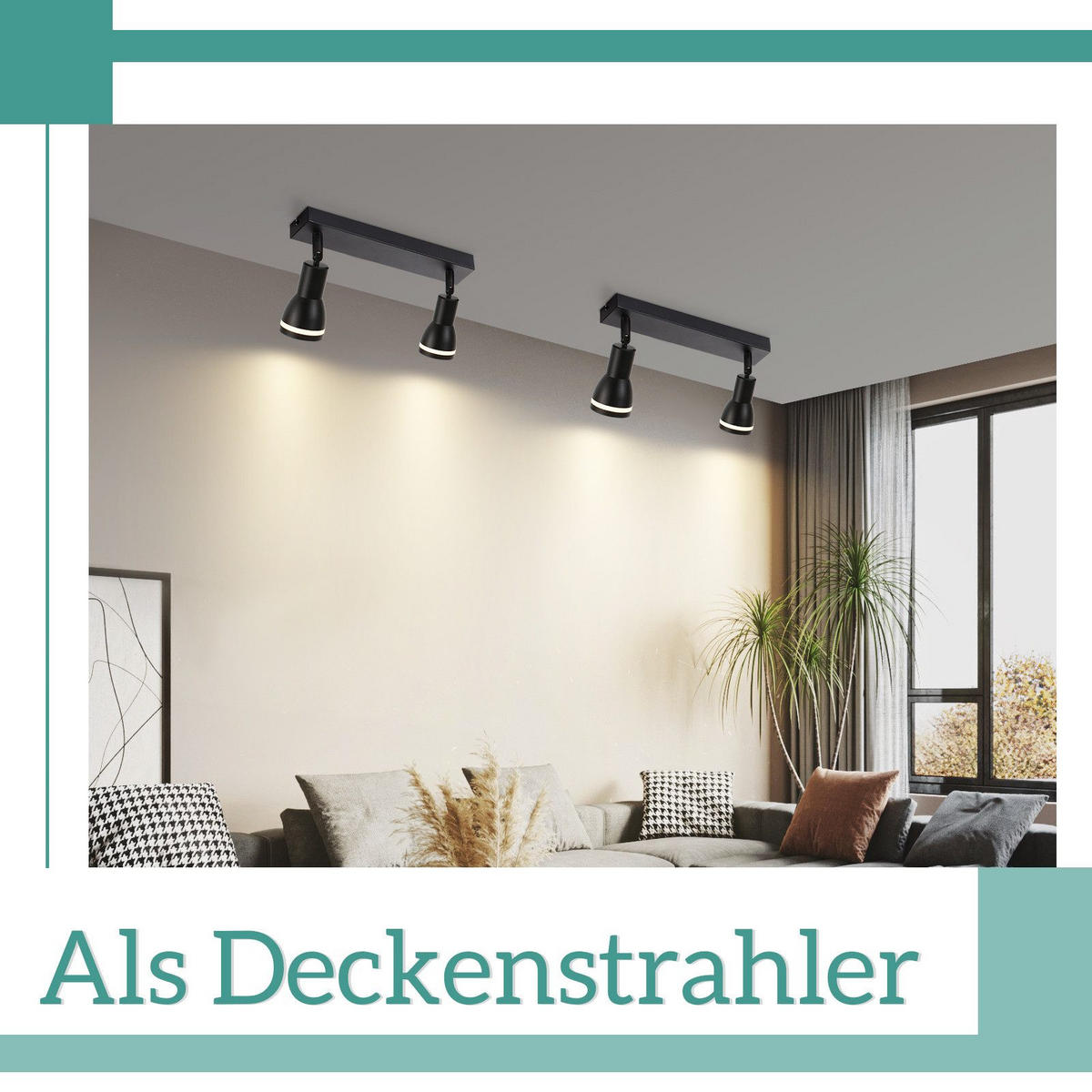 STRAHLER Homburg 2-flammig 30/5/15.7 cm - Schwarz, Metall (30/5/15.7cm) - Nettlife